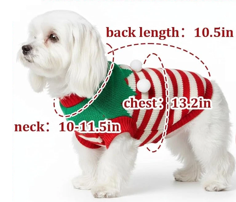 Christmas Sweater for Small Dogs, Knitted Warm Sweater for Pets, Machine Wash - Image 2 of 4