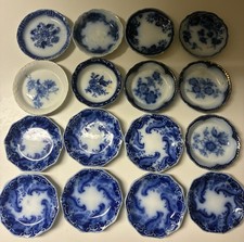 16 Flow Blue Butter Pats