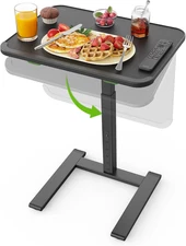 Sturdy TV Tray Table with Wheels, Heavy Duty Metal TV Trays for Eating on Couch,
