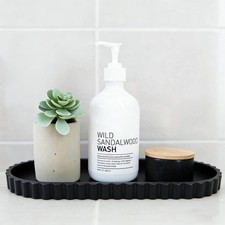 Black Oval Silicone Bathroom Vanity Tray - Decorative Soap Holder, Countertop...