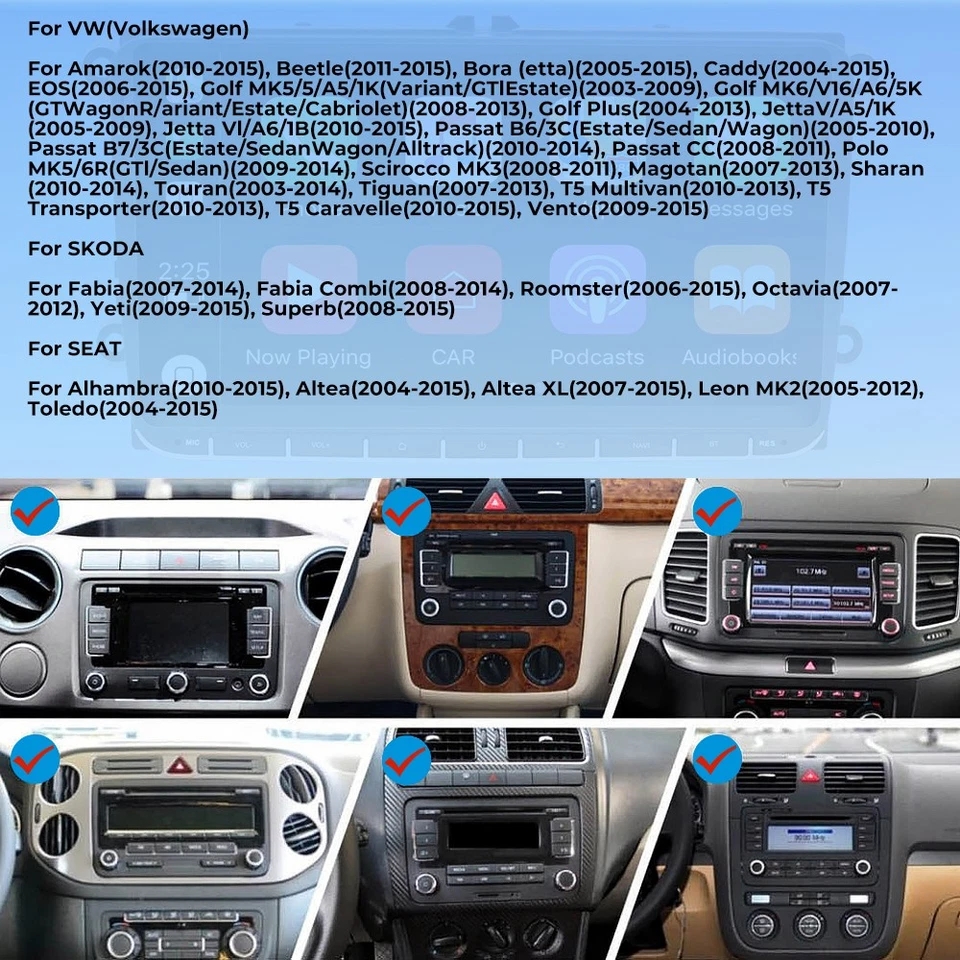 für VW SEAT SKODA 9" Autoradio CarPlay Video GPS Sat Navigation +BT 8 Kern 2+32G - Bild 3 von 4