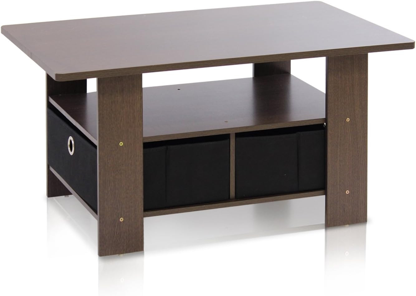Coffee Table with Bins, Dark Brown/Black