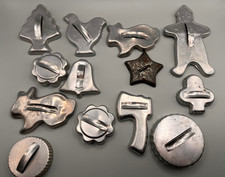 Vintage Aluminum Cookie Cutters Lot Of 13 Assorted Holidays Handles