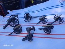 VTG LARGE LOT 8 Cast Iron W/ Brass Barrel Miniature Replica Toy Cannon