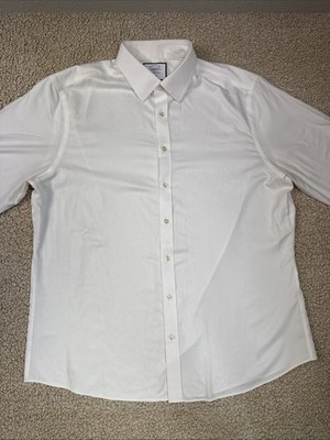 Charles Tyrwhitt Men's White Dress Shirt 17.5 34/35 Slim Fit Non-Iron Spread
