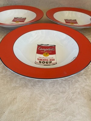 Set of 3 Campbell s Tomato Rice Soup Bowls - Andy Warhol Pop Art - Ceramic