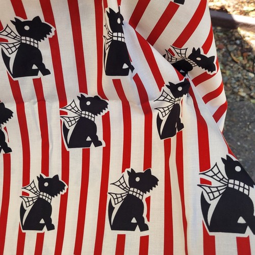 VTG Aunt Grace Ties One On Fabric Judie Rothermel Scottie Dogs 72x43 Red Black - Picture 10 of 15