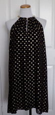 NWT Authentic MICHAEL KORS Black, Gold w/ Gold Chain Women's Sleeveless Dress M