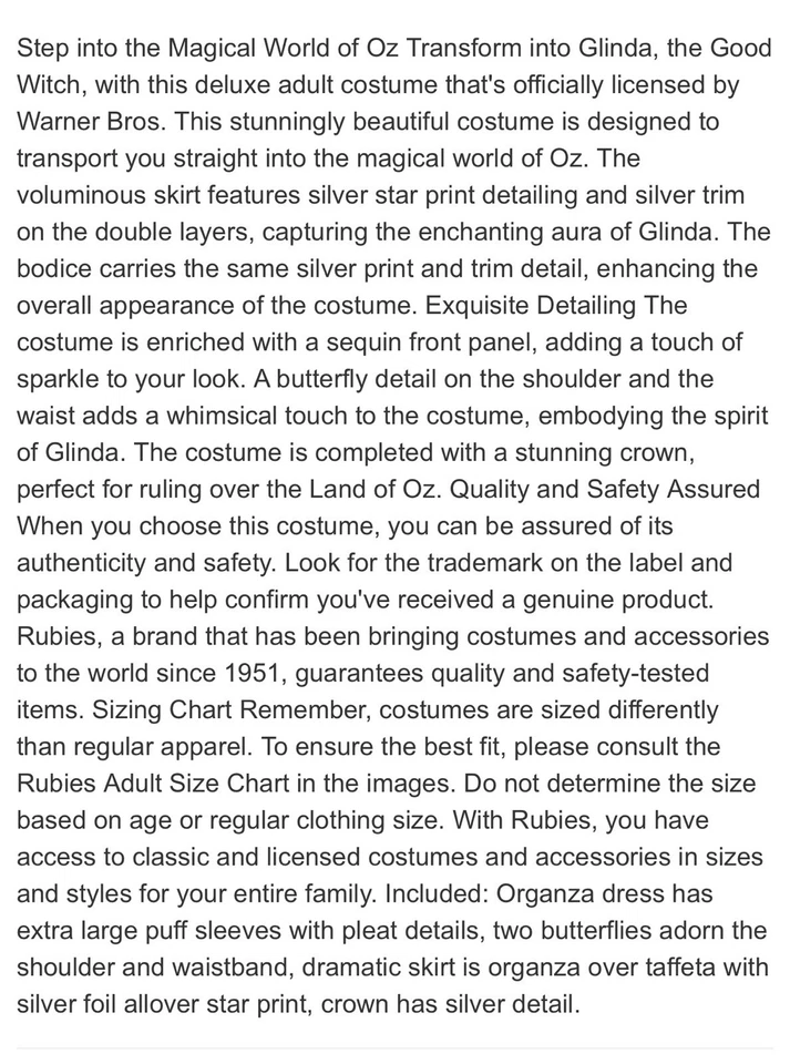 Wizard Of Oz Glinda Costume Womens Medium 8-10 Wicked Good Witch Pink Cosplay - Image 4 of 4