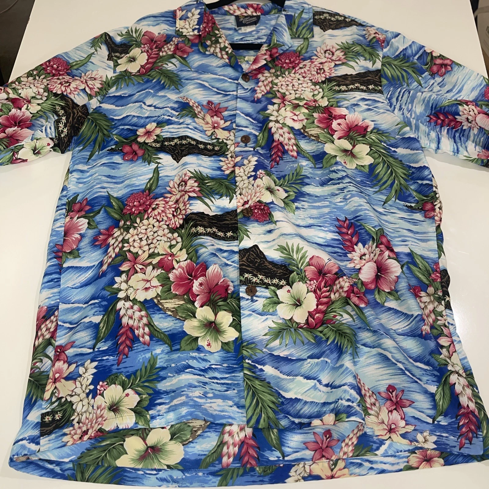 Royal Creations Hawaiian Shirt Mens L Polyester Hawaii Luau