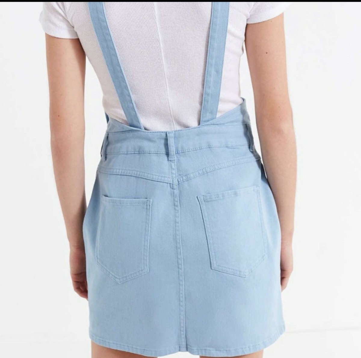 denim overall dress urban outfitters Urban Outfitters Mini Denim overall Dress Square Neck Button-Down  Sleeveless 4