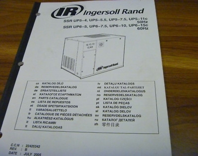 Ingersoll-Rand SSR UP5-7.5 UP5-11 50Hz Rotary Air Compressor Parts Catalog xz