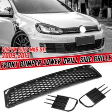 For VW Golf MK6 VI GTI Front Bumper Lower Mesh Grille+Side Fog Light Grill Cover