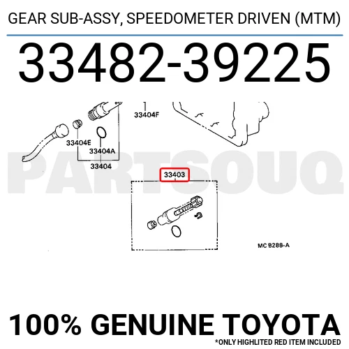 3348239225 Genuine Toyota GEAR SUB-ASSY, SPEEDOMETER DRIVEN (MTM 