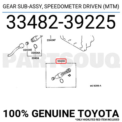 3348239225 Genuine Toyota GEAR SUB-ASSY, SPEEDOMETER DRIVEN (MTM  