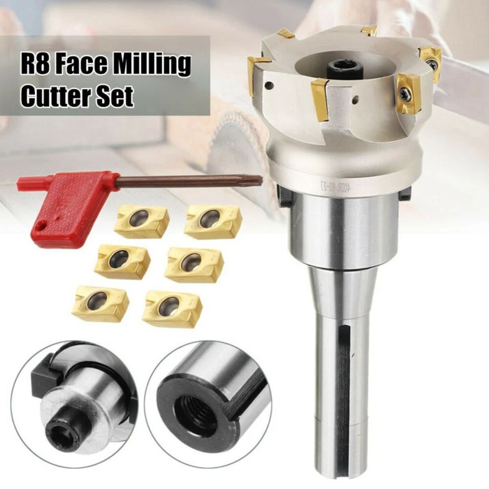 400R 80mm Face End Mill CNC Cutter R8 FMB27 Arbor APMT1604 Carbide T15-Wrench - Image 3 of 4