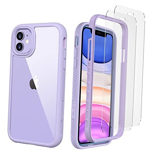 Clear Full Body Case for Heavy Duty Protection with iPhone 11 Light Purple