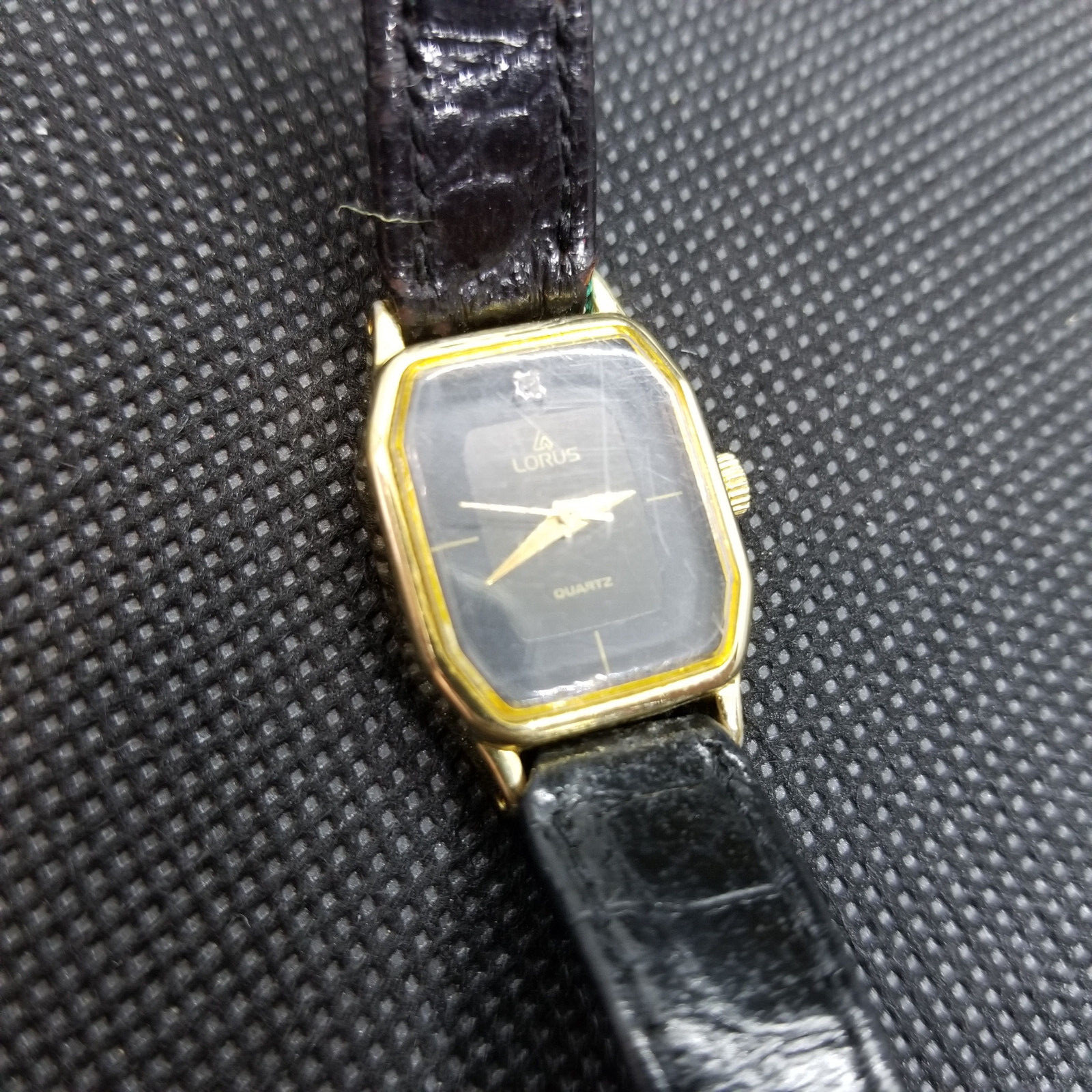 Lorus Diamond Black Dial Rectangular Tank Ladies … - image 1