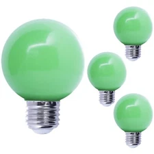 Diodesy 4PK G14 LED Green Globe Light Bulb, Colored Night Lamp, E26 1W,15W, 10LM