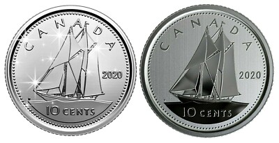 🇨🇦 Rare Canada 10 cents coins, PROOF + SPECIMEN finish, Bluenose