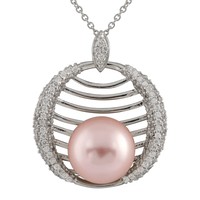 Fancy Sterling Silver Pendant/17'' Chain With 12mm Shell Pearl And Cz Ocp-02 on sale Fancy Sterling Silver Pendant/17'' Chain With 12mm Shell Pearl And Cz Ocp-02 on sale