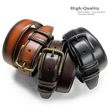 301012 Men's Belt Genuine Leather Casual Dress Belt 1-3/8"(35mm) Wide