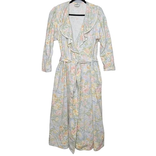 Vintage Hill Women's L Floral Flannel Cottagecore Robe Long