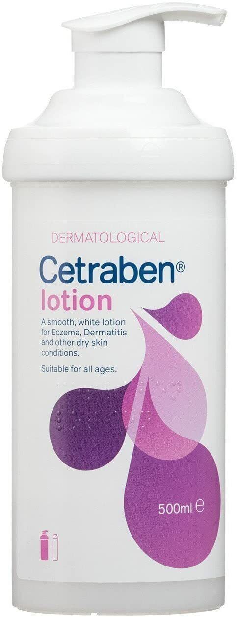 2 x Cetraben Lotion Pump Dispenser 500ml for Eczema & Dry Skin