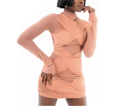 dress sweater dress In the Fall Mock Neck Sweater Dress Denim / S