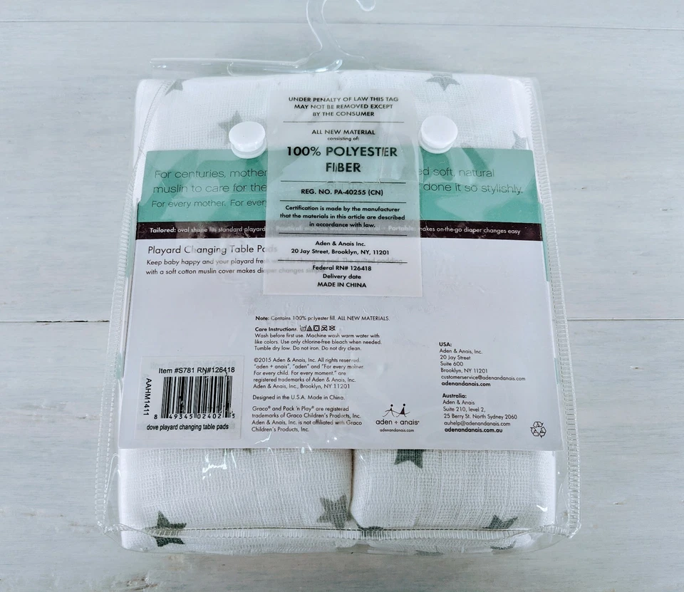 2 almohadillas para cambiador de patio aden by aden & anais en paloma - estrellas grises  Foto 2 de 2