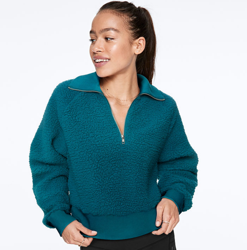 sherpa half zip pink