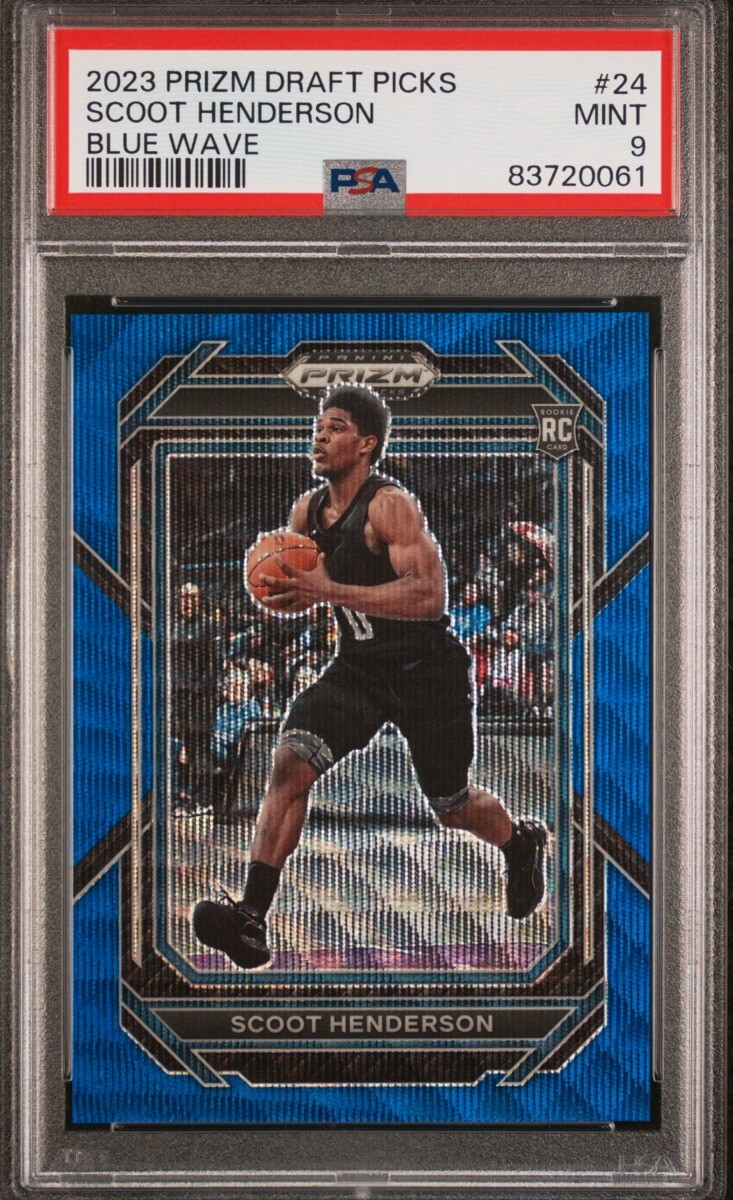 23/24 Panini Prizm Draft Picks Scoot Henderson Blue Wave RC #d 27/249 SP PSA 9