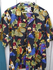 CLASSIC PARADISE FOUND WINE & GRAPES PRINT HAWAIIAN SHIRT SZ XX-LRG 100% COTTON