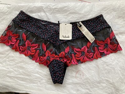 Aubade, St.Tropez, shorty briefs, size S/10, ref:YA70, black/fuschia.BNWT