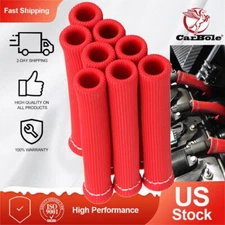Set of 8 15.2cm Red Spark Plug Wire Boot Heat Shield Protector Sleeve Cover/Wrap