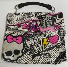 MONSTER HIGH GIRLS VINLY PURSE, BATS, HEARTS, SKULLS, GLITTER, PINK, BLACK
