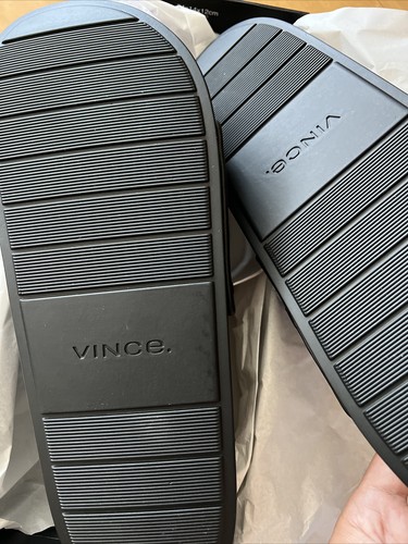 Vince Mens Watley Goatskin Leather Sports Slides Black Woven LE - Afbeelding 6 van 8