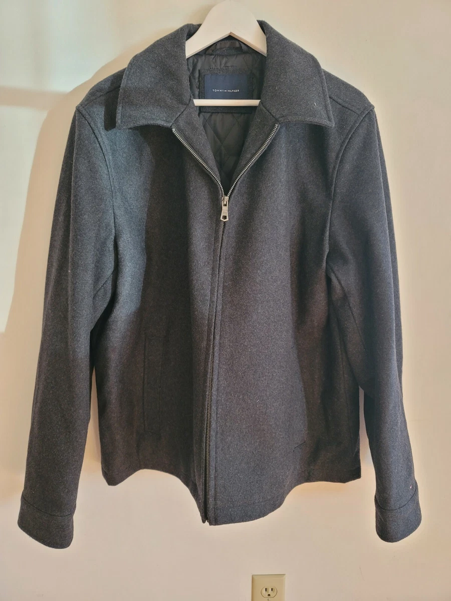 Tommy Hilfiger Wool Black Zip Up Basic Jacket Mens Large eBay