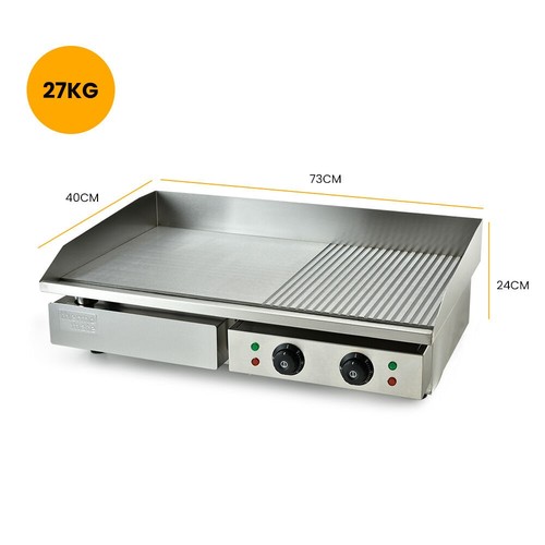 THERMOMATE Commercial Electric Griddle 4400W 73x40cm Half Ribbed Surface - Picture 11 of 12