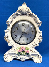 Vintage - Coventry Fine Porcelain Pink Rose Mantle Clock 7003 B/ Made In USA