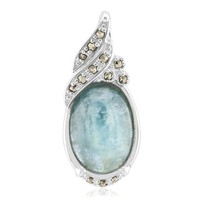 Cavill Aquamarin SilberanhäNger 4,92Ct Oval Markasit 925 Silber Damen