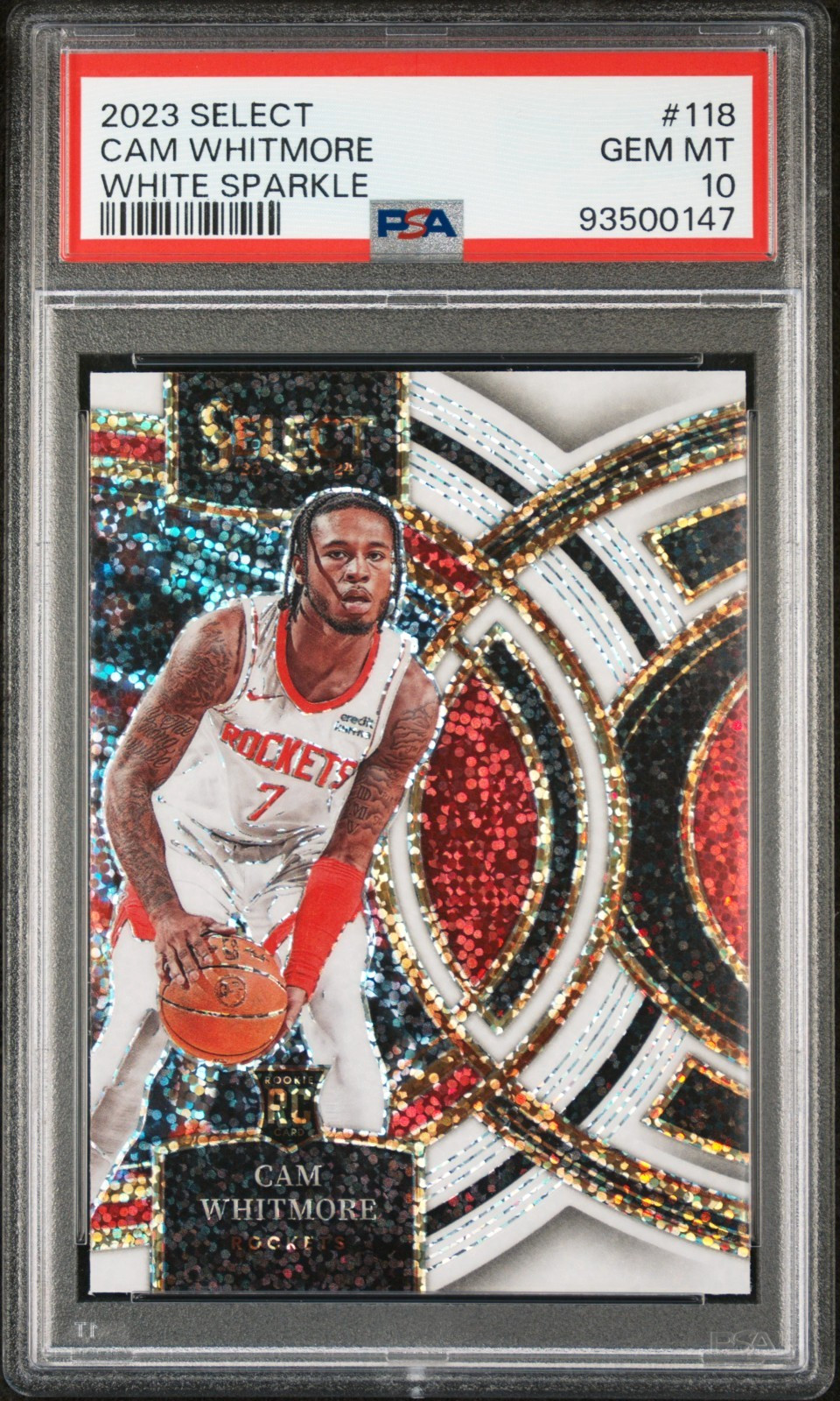 Cam Whitmore 2023 Panini Select Premier White Sparkle PSA 10 Rookie Rockets Wiz