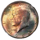 1964 Kennedy Silver Half Dollar NGC MS-65 End Roll Toning Album Toned Toning