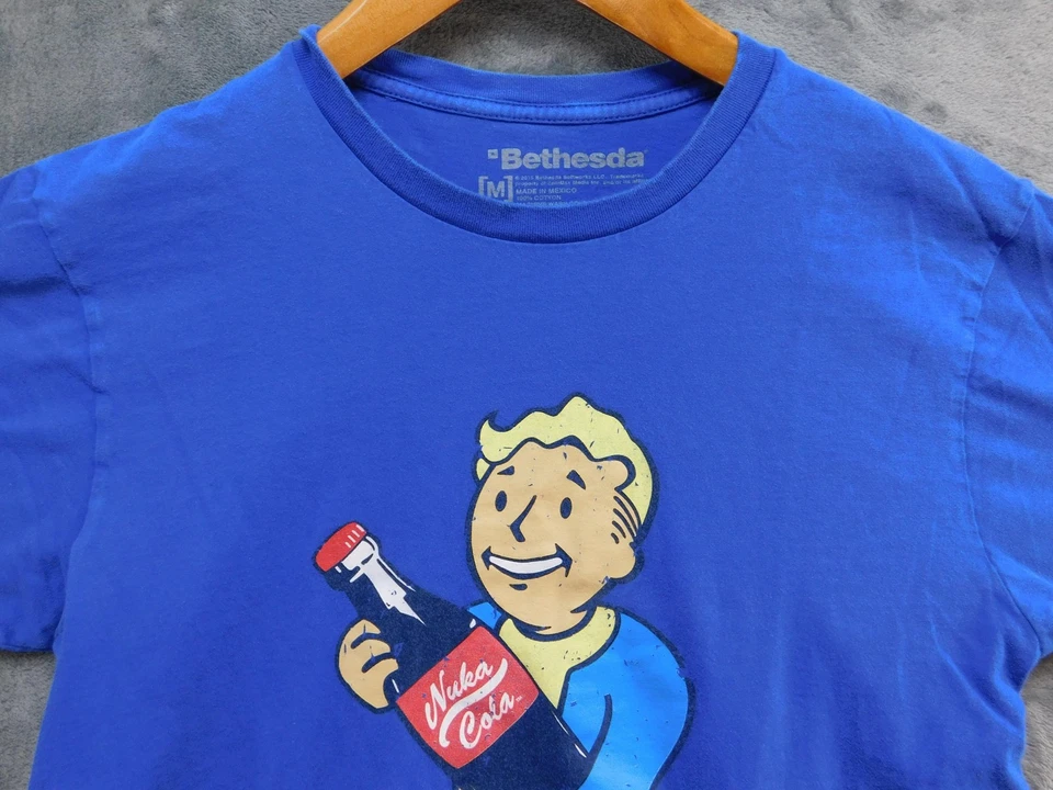 Fallout Nuka Cola Vault Boy Shirt Mens Medium Blue Graphic Video Game Bethesda - Image 2 of 4