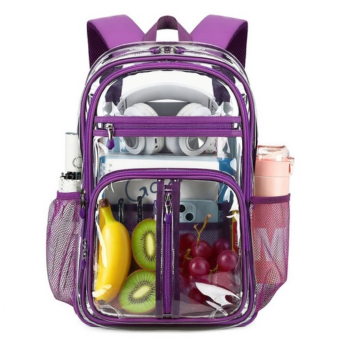 Cusangel Large Clear backpack for Girls,16in See Through Large, Purple-16.5in