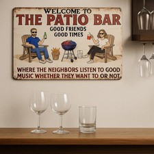 Funny Patio Bar Sign 8x12 Metal Wall Art Retro Tin Plaque Man Cave Garage