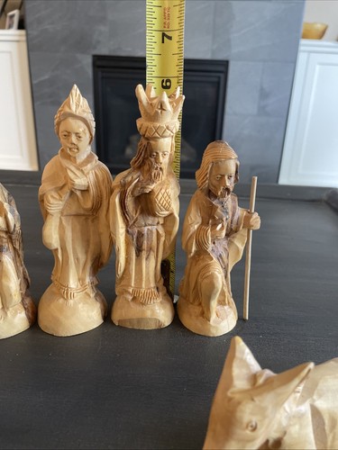 Hand carved Olive Wood 11 Pc Nativity Set Christmas Decor Christian - Picture 14 of 24