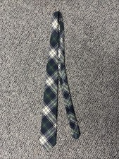 Vintage 70s Pendleton Wool Tartan Plaid Tie Blue Yellow Green White Made In USA!