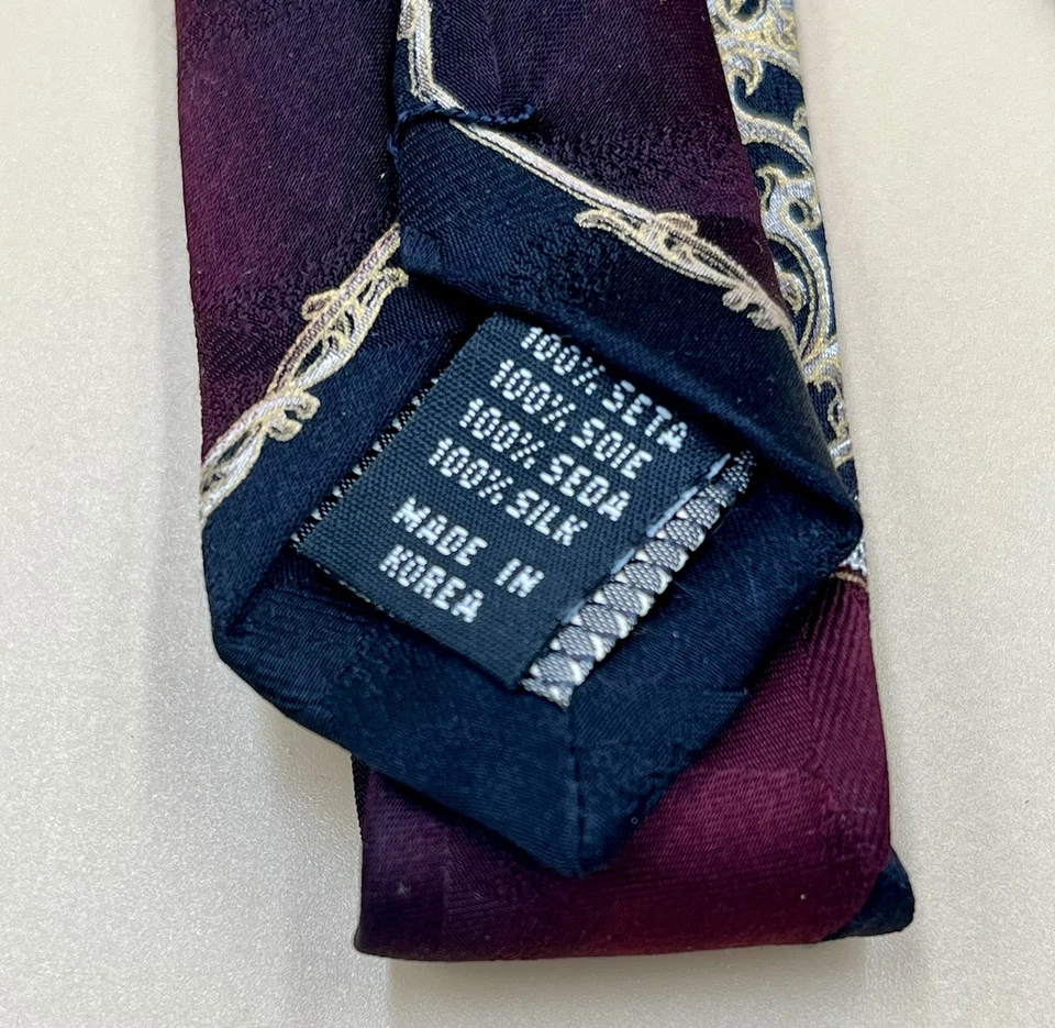 Corbata de cuello vintage Forte hecha a mano 100 % seda para hombre hecha en Corea Art Deco geométrica Foto 4 de 4