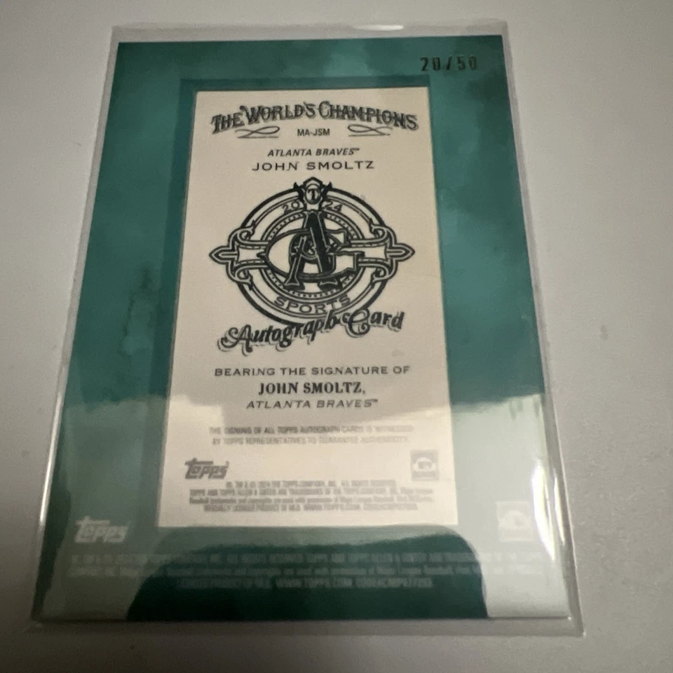 2024 TOPPS ALLEN & GINTER JOHN SMOLTZ MINI FRAMED AUTO #20/50 BLUE BORDER - Image 2 of 3